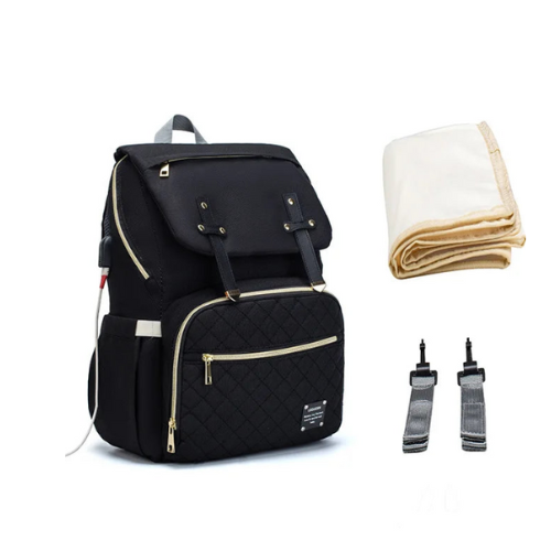 Sac à dos à langer avec tapis à langer - Noir, beige, gris, bleu ou rose - Elmi™