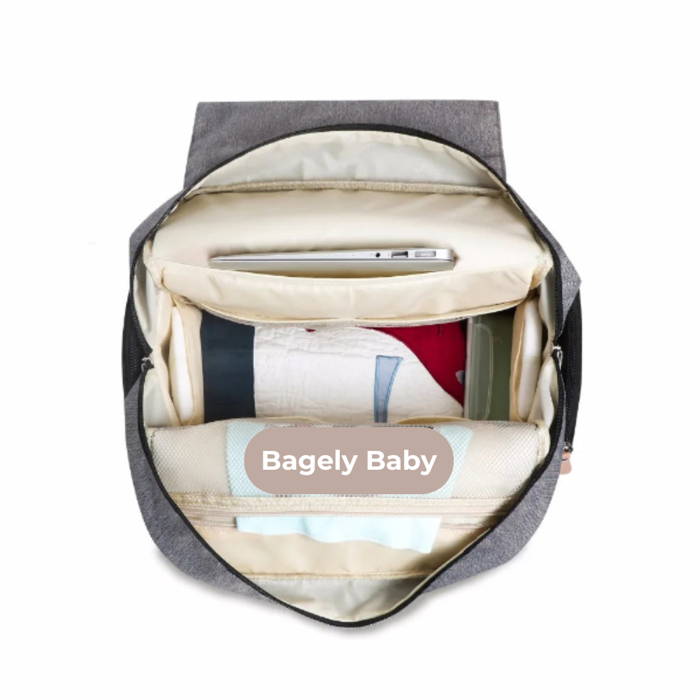 Sac à dos à Langer grande capacité en Noir, beige, gris ou bleu - BagelyNest