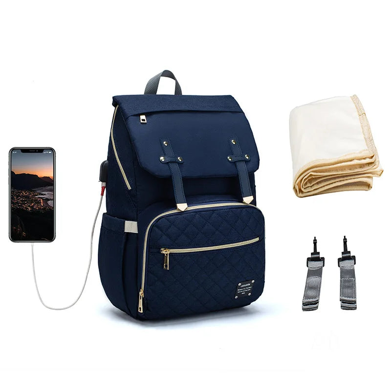 Sac à dos à langer avec tapis à langer - Noir, beige, gris, bleu ou rose - Elmi™