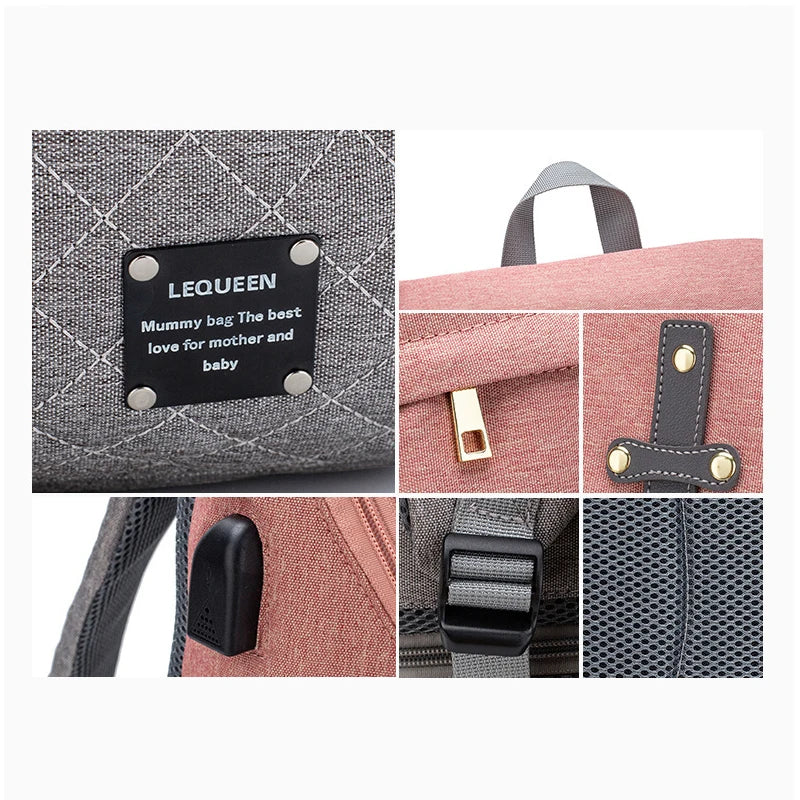 Sac à dos à langer avec tapis à langer - Noir, beige, gris, bleu ou rose - Elmi™