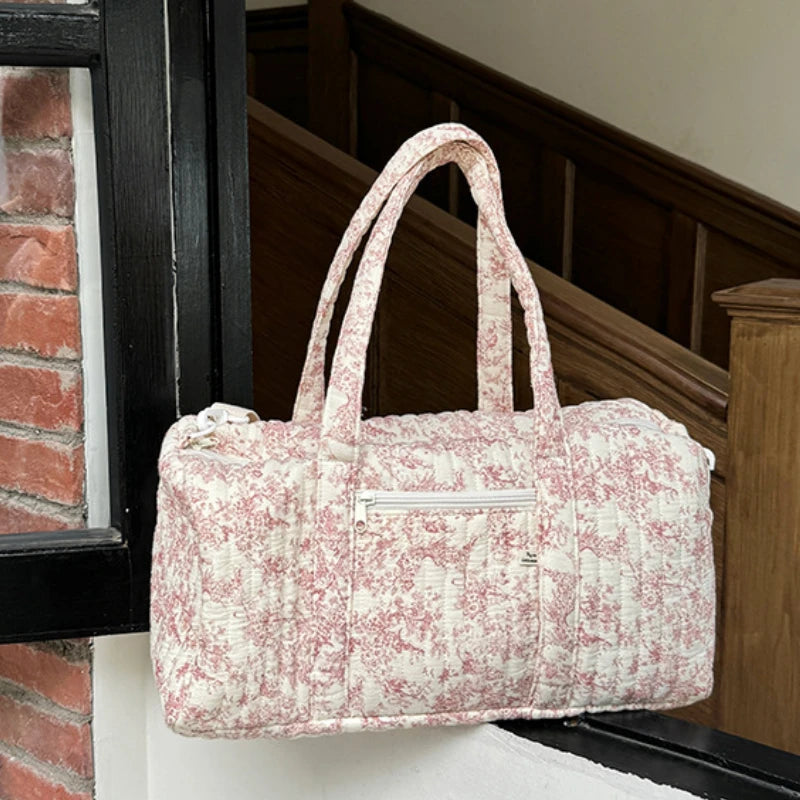 Sac à langer à main imperméable blanc et rose
