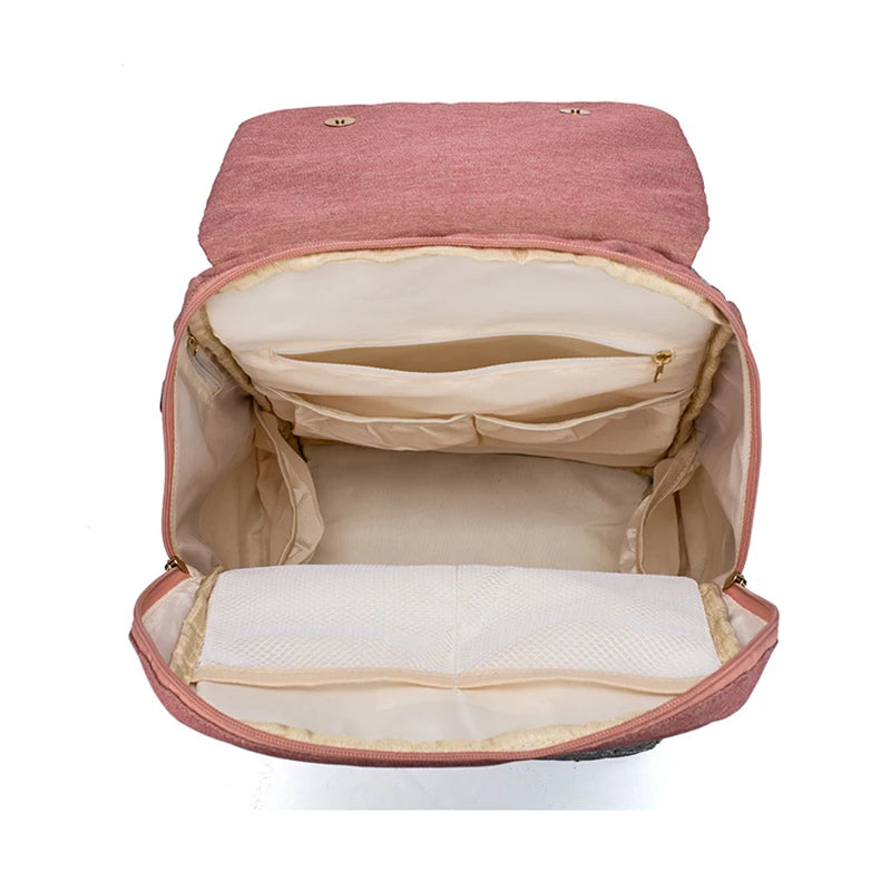 Sac à dos à langer avec tapis à langer - Noir, beige, gris, bleu ou rose - Elmi™
