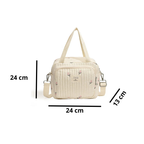 Petit sac à langer beige floral élégant et pratique