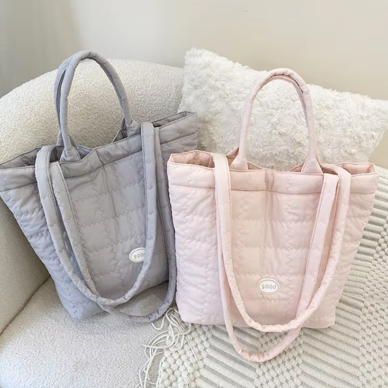 Sac à langer matelassé gris ou rose – Léger et grande capacité pour parents