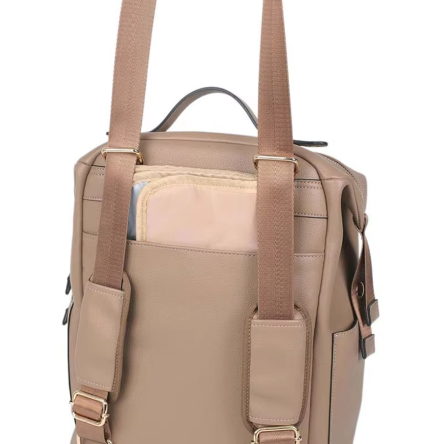 Sac à langer en cuir PU noir, beige ou marron