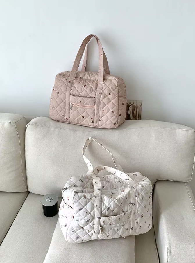 Sac à langer beige matelassé