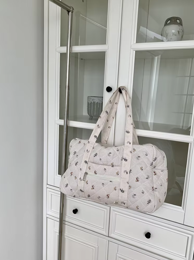 Sac à langer beige matelassé