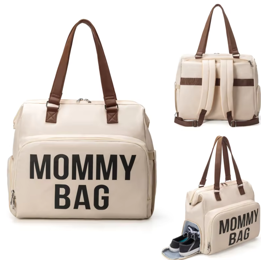 Sac à langer en cuir MOMMY BAG en noir, beige ou marron