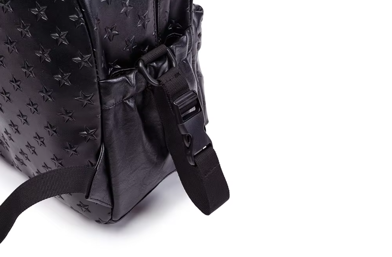 Sac à dos à langer en cuir PU noir