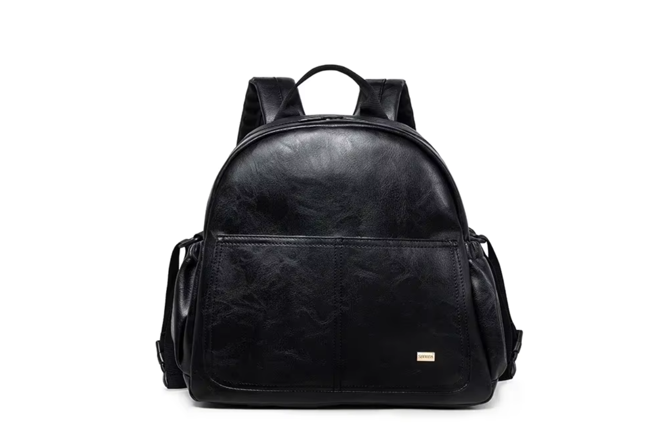 Sac à langer noir imperméable en cuir PU