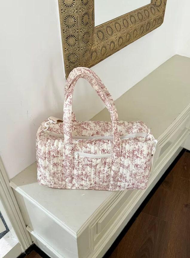 Sac à langer à main imperméable blanc et rose