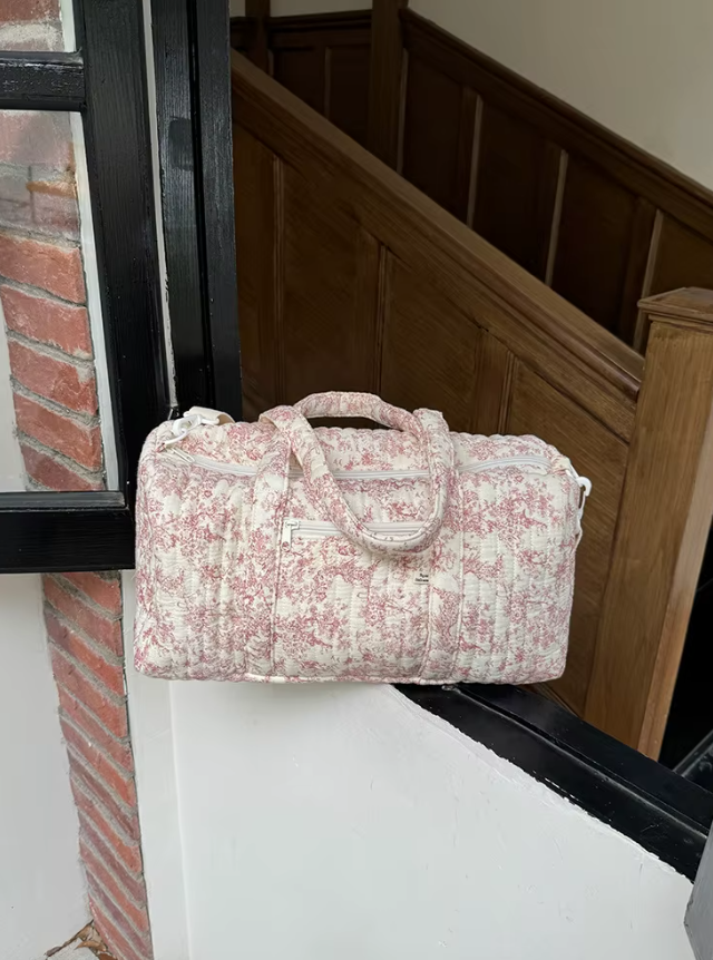 Sac à langer à main imperméable blanc et rose