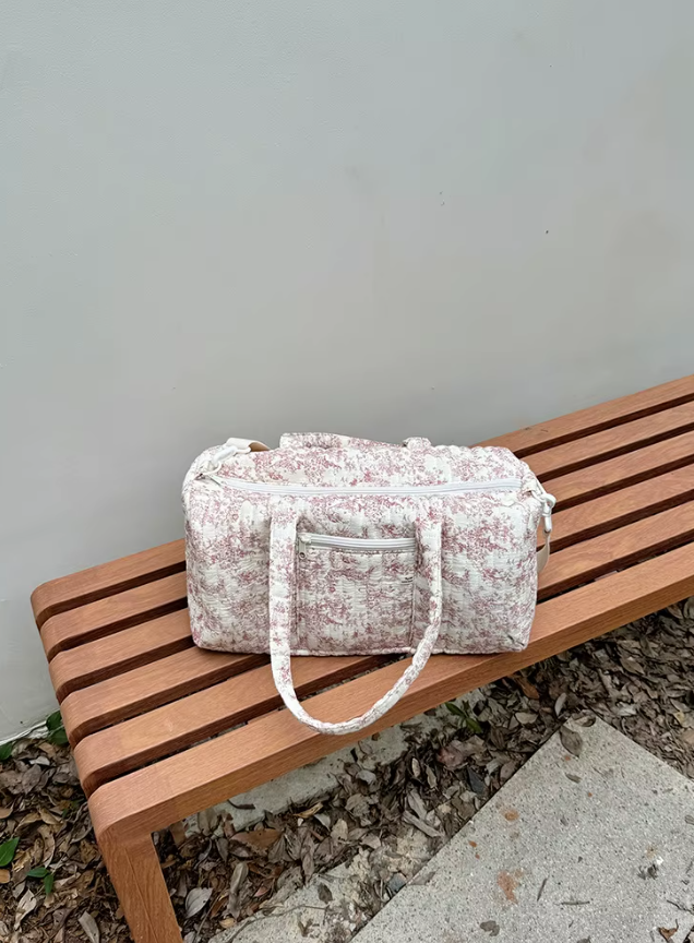 Sac à langer à main imperméable blanc et rose