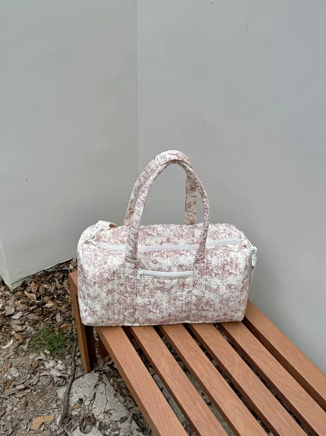 Sac à langer à main imperméable blanc et rose