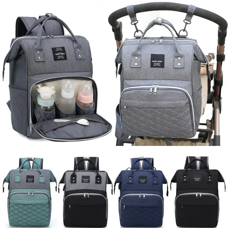 Sac à dos à langer grande capacité avec Port USB en noir, gris, bleu