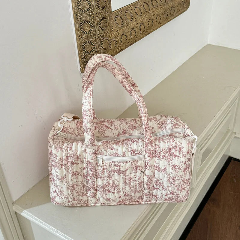 Sac à langer à main imperméable blanc et rose