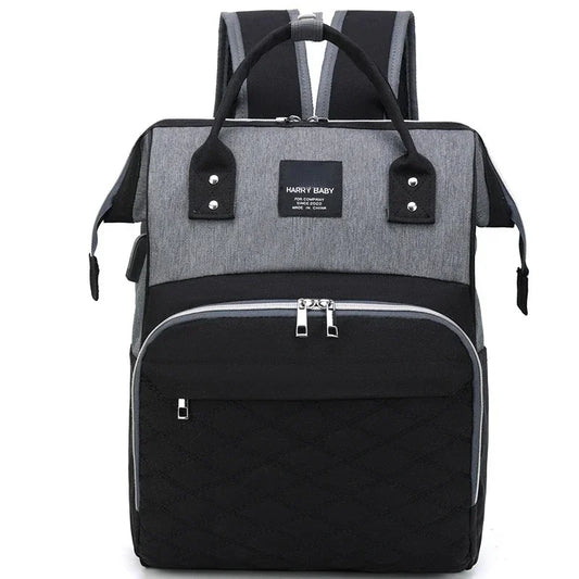 Sac à dos à langer grande capacité avec Port USB en noir, gris, bleu