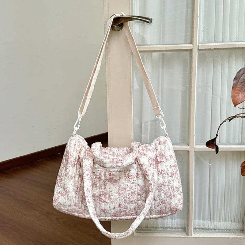 Sac à langer à main imperméable blanc et rose