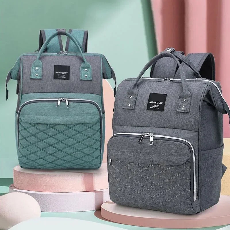 Sac à dos à langer grande capacité avec Port USB en noir, gris, bleu