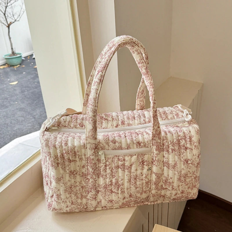 Sac à langer à main imperméable blanc et rose