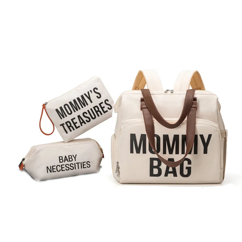 Sac à langer en cuir MOMMY BAG en noir, beige ou marron