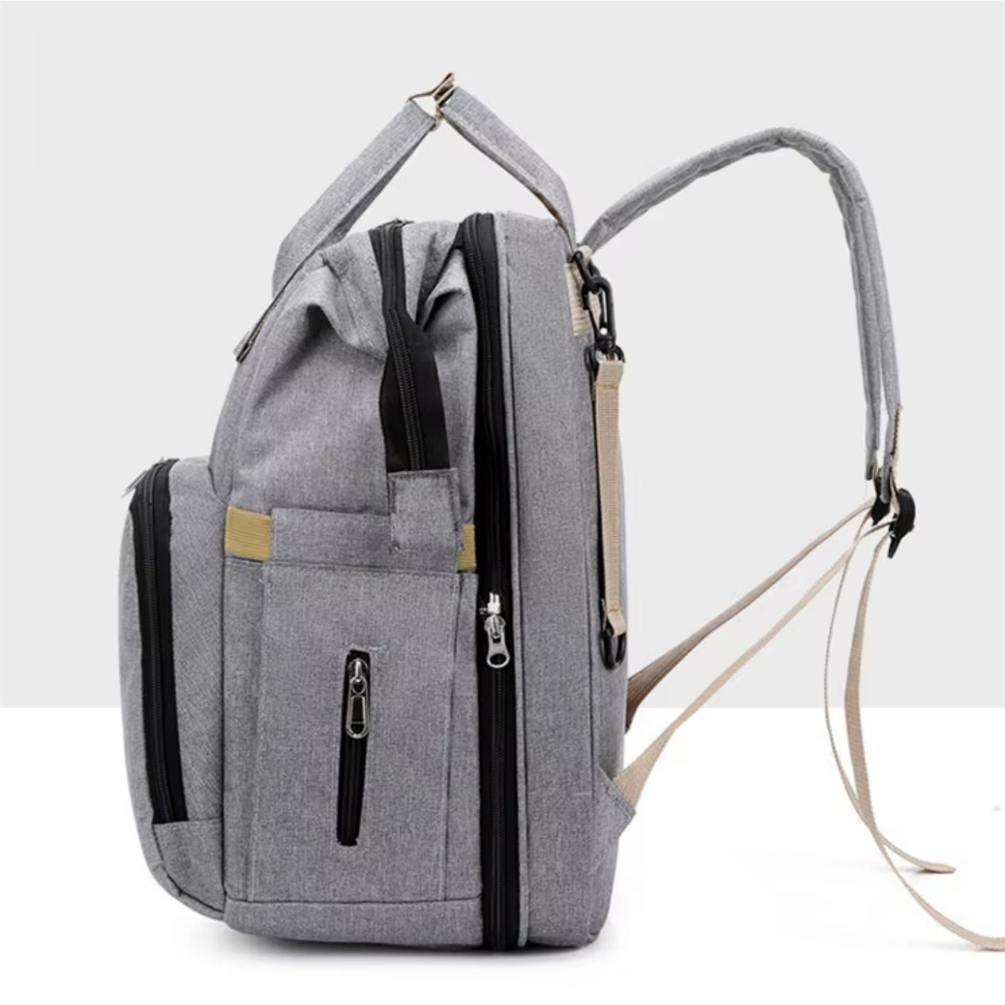 Sac à Langer Multifonction 3-en-1 – Lit d'appoint intégré Noir, gris